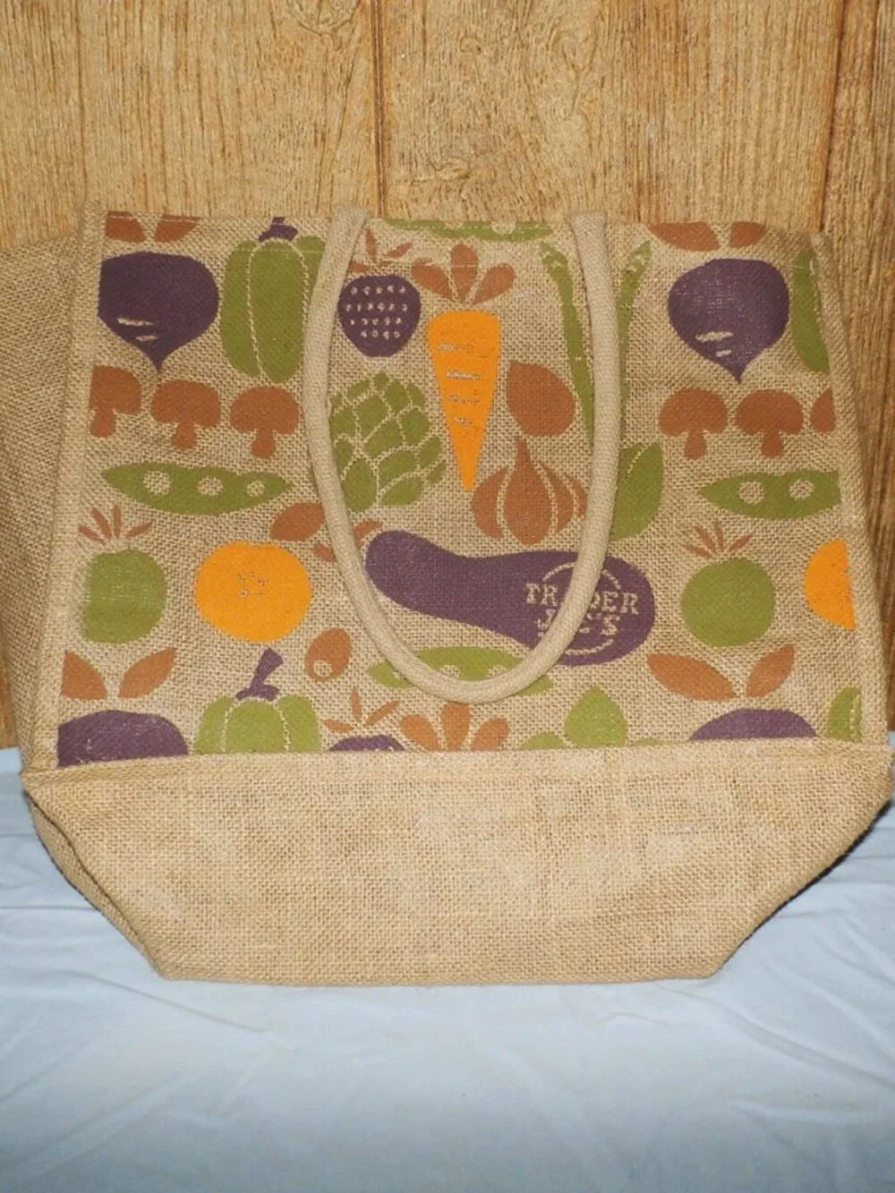 Lot of 2  NEW  Trader Joe's Reusable Tote Bags  Medium Jute Cotton Burlap